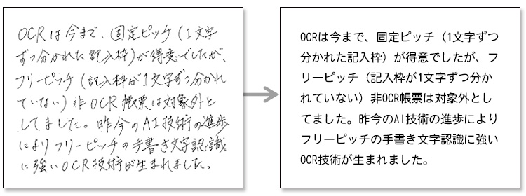 アンケートなどフリーピッチの手書き文字も読み取れます！