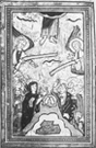 ベルリン、プロイセン州立図書館旧蔵写本（Ms.theol.lat.4 31, fol.115v.）より「キリスト昇天」、1245年ごろ