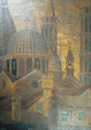 実景をあらわすコーロの透視画（スパリエーラ）「マニョーリア回廊から見た聖アントニウス教会」（部分）　聖アントニウス教会（イル・サント）（パドヴァ）のサンタ・ローザ・ダ・リマ礼拝堂（18世紀の火災で焼失した身廊のコーロの一部）　ロレンツォ・カノツィ・ダ・レンディナーラ　　1462-69年